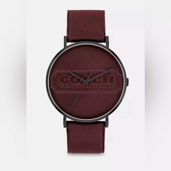 NWT COACH CHARLES Dark RED CALFSKIN MEN'S WATCH (14602598) - Picture 1 of 5